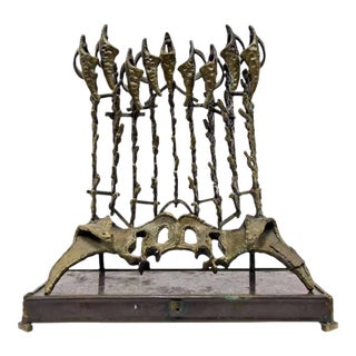 Chaim Hendin, Rare Welded Menorah Judaica Jewish Brutalist Candelabra Sculpture Chaim Hendin For Sale