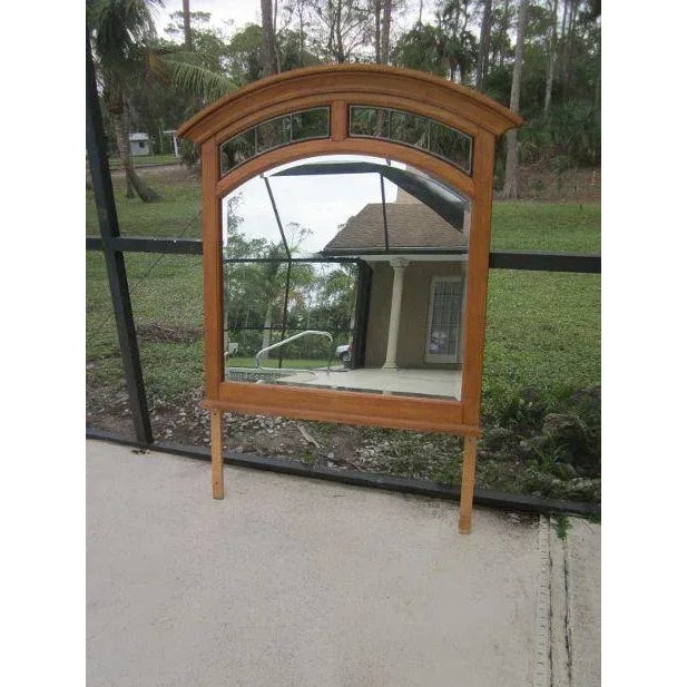 1980s Wood Frame Mirror Traditional Style Medium Tone For Sale - Image 12 of 13