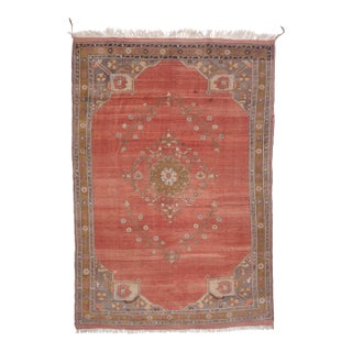 1970s Vintage Persian Handmade Wool Cotton Red Area Rug For Sale
