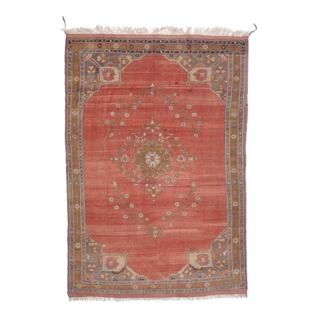 1970s Vintage Persian Handmade Wool Cotton Red Area Rug For Sale