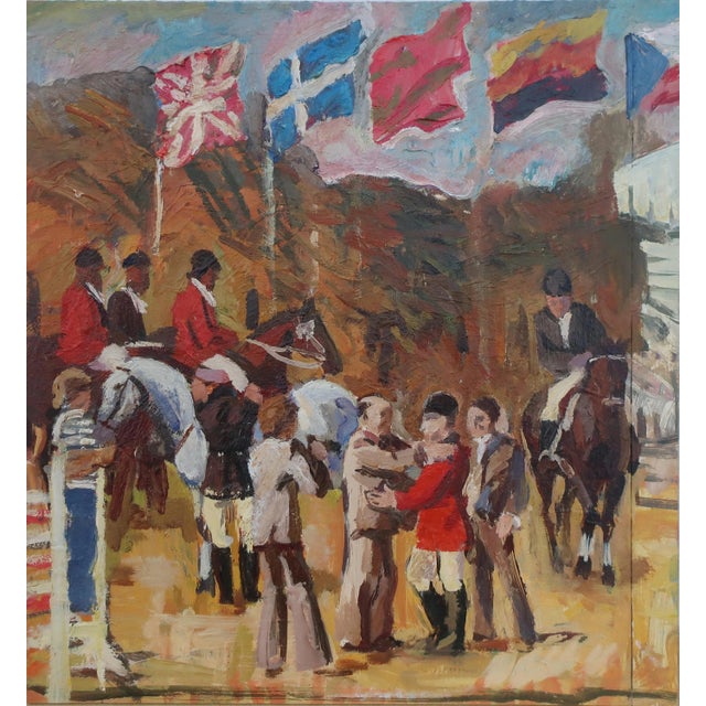 1980s Parade Oil Painting, Ukrainian Soviet Art, 1980s 41,5-39 For Sale
