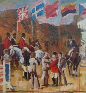 1980s Parade Oil Painting, Ukrainian Soviet Art, 1980s 41,5-39