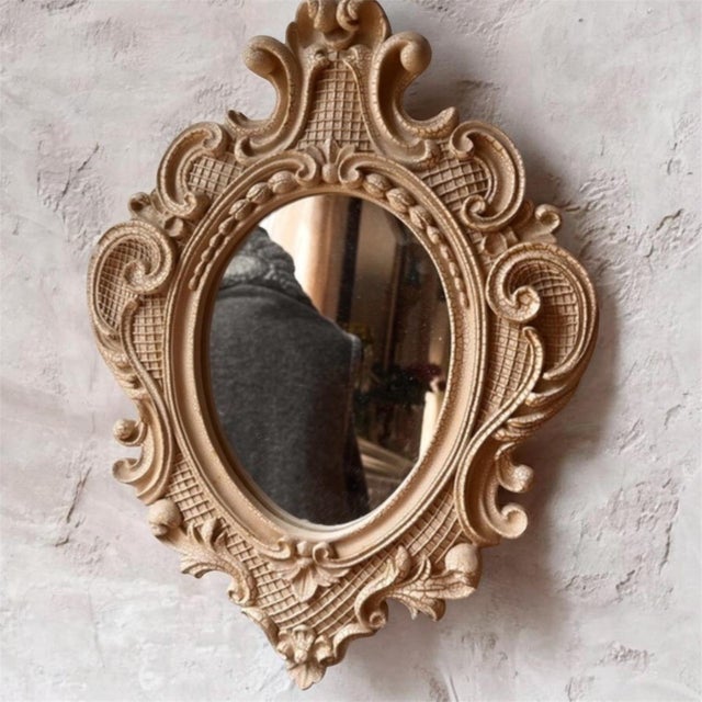 Vintage French Rococo Style Oval Mirror Wall Mirror For Sale - Image 4 of 11