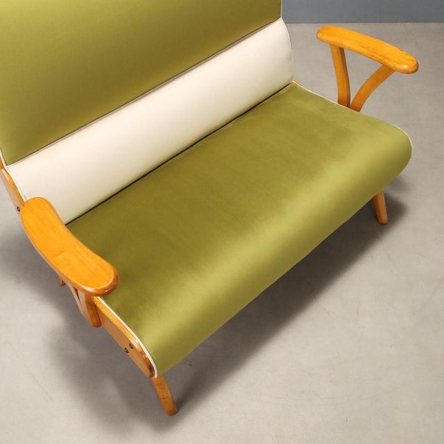 Green Vintage 2-Tone Velvet Sofa, 1950s For Sale - Image 8 of 11