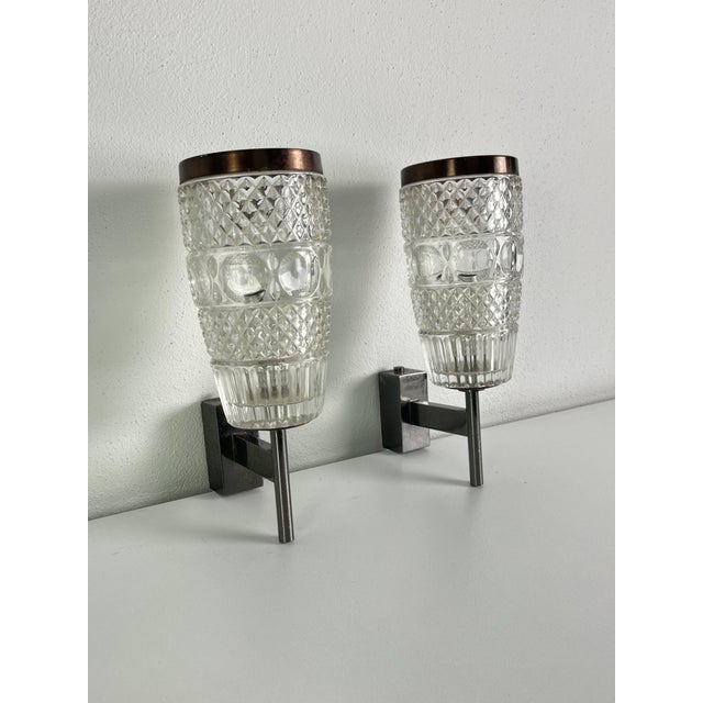 Rostrato Glass Wall Lamps, 1950s, Set of 2 For Sale - Image 4 of 11