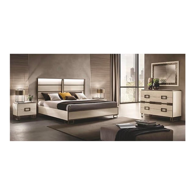 Casa Milano Poesia 5-Piece Italian High Gloss Bedroom Set With Led Bed For Sale