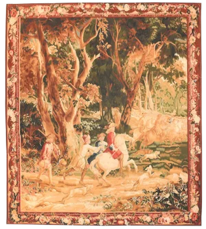 Vintage Belgium Pictorial Tapestry 7'5'' X 7'7''