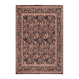 Art Nouveau 1990's Pak-Persian Black/Beige Wool Rug - 8'1'' X 9'8'' For Sale