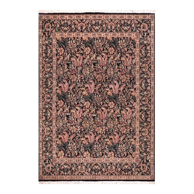 Art Nouveau 1990's Pak-Persian Black/Beige Wool Rug - 8'1'' X 9'8'' For Sale