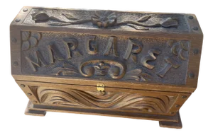 Folk Art New Mexico Hand Carved Wood Chest Ca. 1950