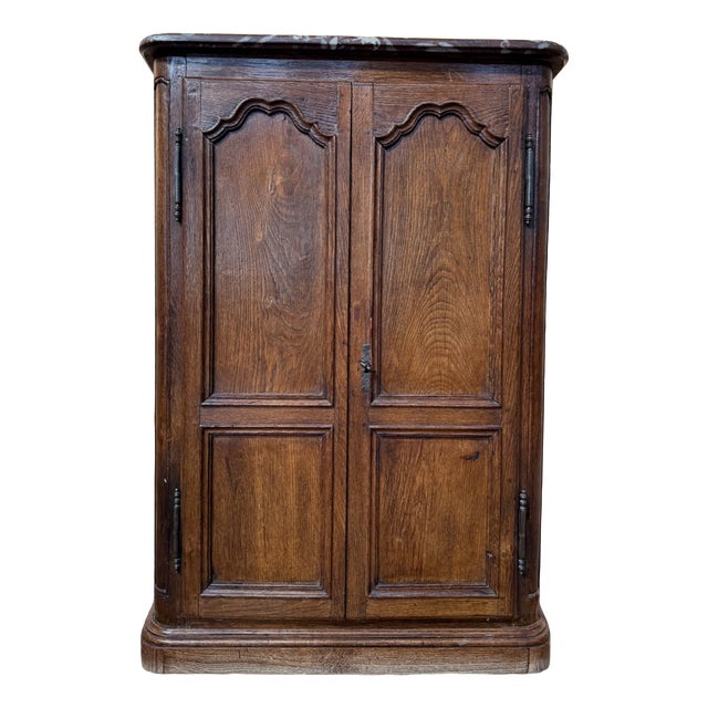 Louis XIV Style Plinth Wardrobe in Oak and Marble For Sale
