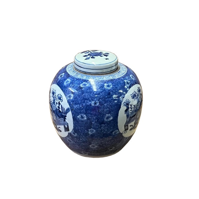 This is a handmade handpainted traditional Chinese ginger jar with blue and white color graphics. Each one has a precise...