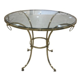 Late 20th Century Glass Top Brass Gueridon For Sale