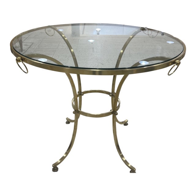 Late 20th Century Glass Top Brass Gueridon For Sale