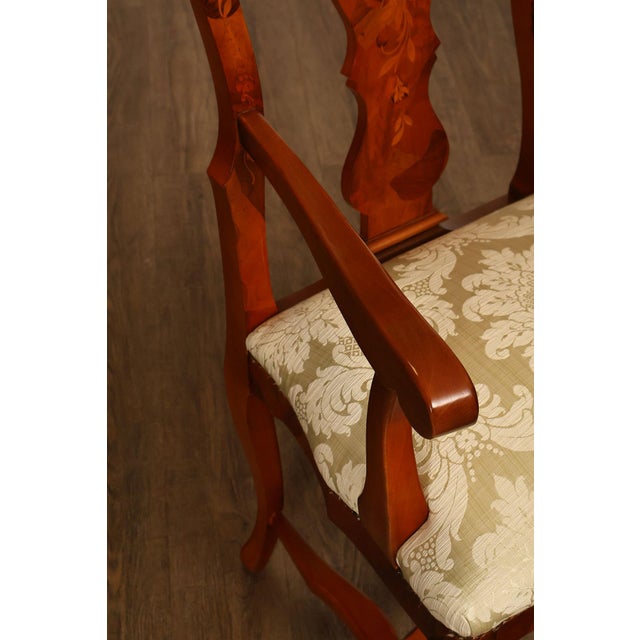 Italian Baroque Style Set of Eight Inlaid Olive Wood Dining Chairs For Sale - Image 10 of 18