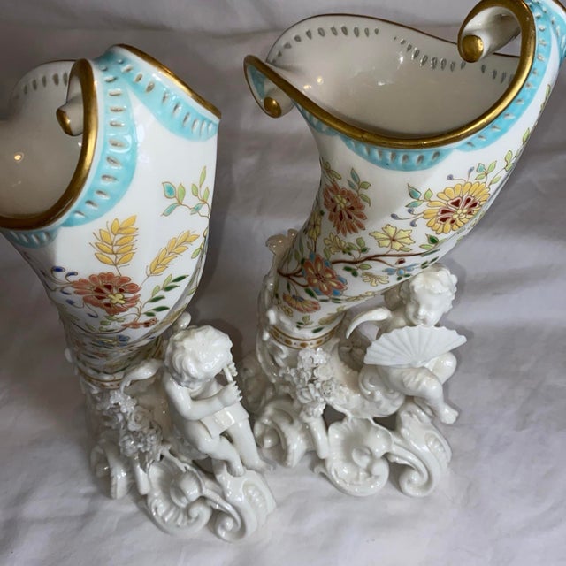 This hand painted and beautifully fashioned cornucopias are delightful. Every part has something eye catching with...