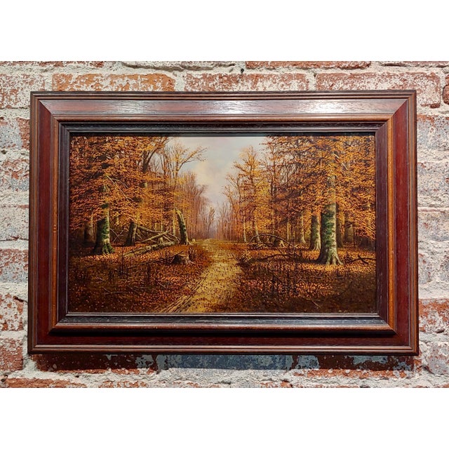 William McKendree Snyder-Autumn Path through a Southern Indiana Beech Trees-Oil painting American Realism - Oil painting...