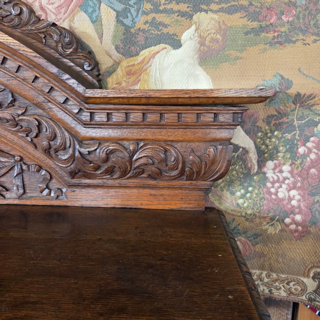Late 19th Century Heavily Carved Oak Baroque Revival Sideboard Server With 2 Doors & 2 Drawers For Sale - Image 14 of 18