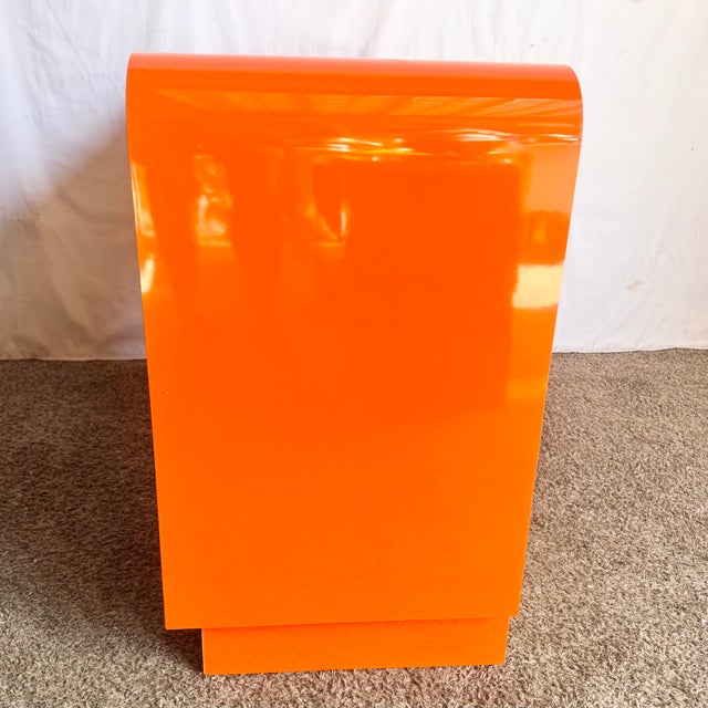 Postmodern Tangerine Orange Lacquer Laminate Waterfall Desk For Sale In Miami - Image 6 of 10