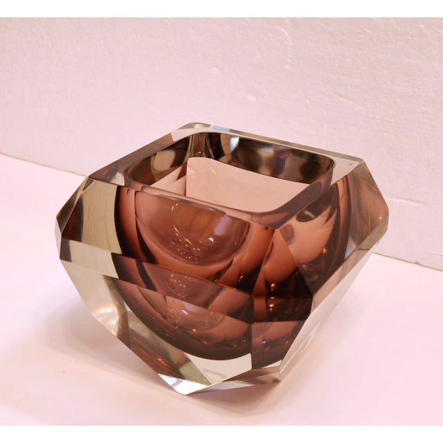 Vintage Murano Sommerso Diamond Bowl attributed to Alessandro Mandruzzato, Italy, 1970s For Sale - Image 12 of 18