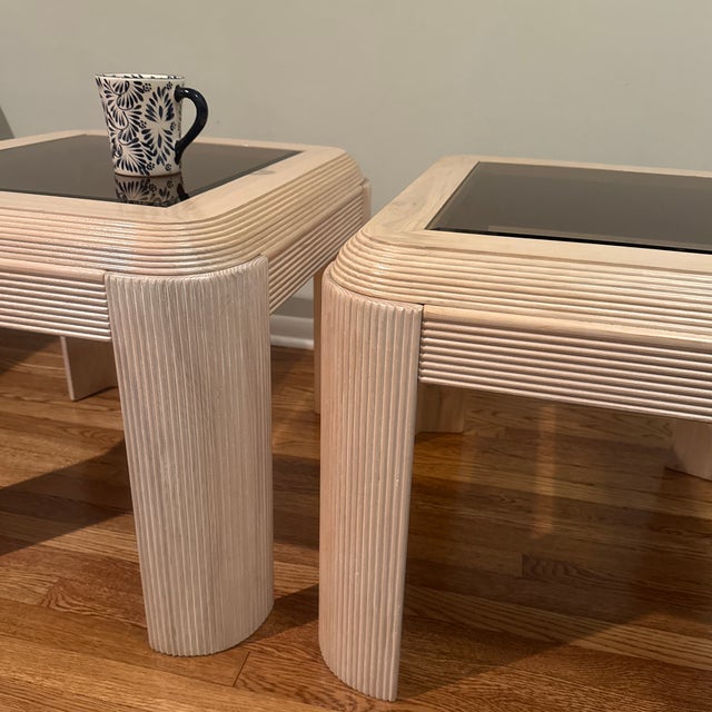 Wood 1980s Pencil Reed End Table Attributed to Drexel Heritage For Sale - Image 7 of 9