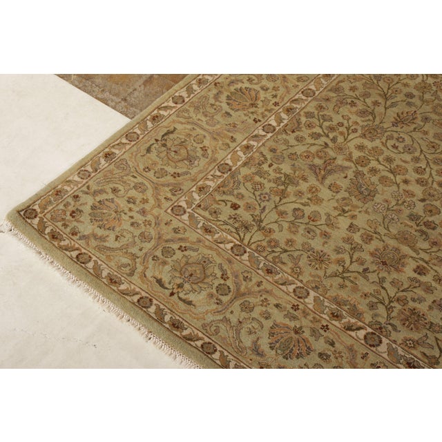 Rug & Kilim’s Tabriz Style Rug in All Over Green, Beige-Brown Floral Pattern For Sale In New York - Image 6 of 9