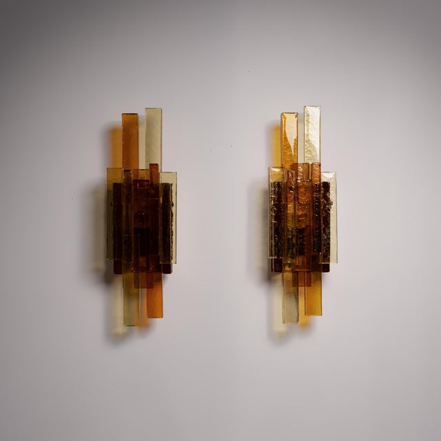 A refined set of Danish mid-century glass wall lamps designed by Svend Aage Holm Sørensen for his own company, Holm...