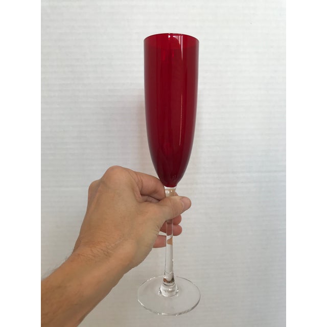 Ruby Red Long Stem Champagne Flutes Set of 10 Chairish