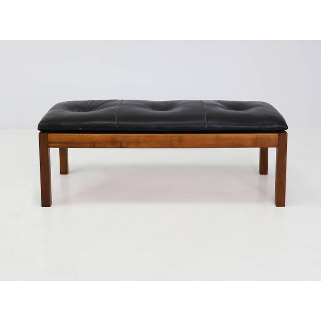 Brutalistic Danish Bench with Soft Leather Cushion, Denmark, 1970, in Very Good conditions. Designed 1970 to 1979 This...