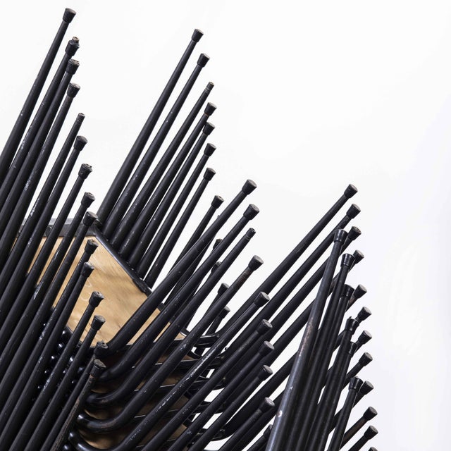 French Black Tapered Leg School Dining Chairs from Mullca, 1950s, Set of 4 For Sale - Image 14 of 17