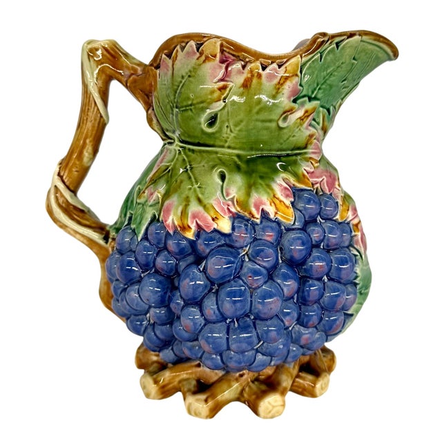 Majolica A Majolica Grape-Form Wine Jug by Brown-Westhead, Moore, English, Ca. 1876 For Sale - Image 4 of 12