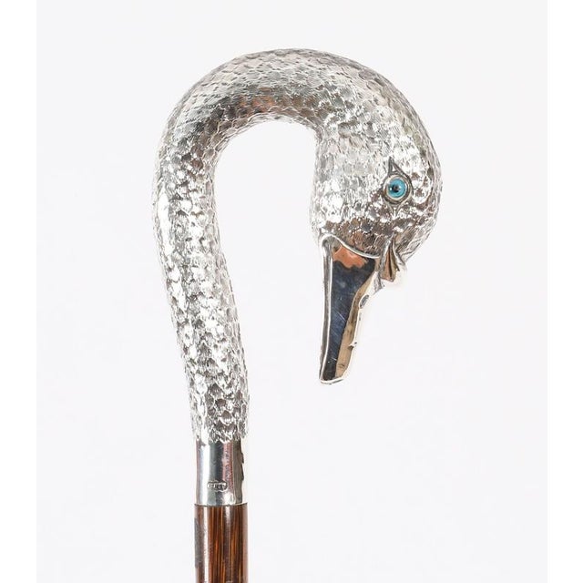 Antique Sterling Silver Swan Walking Stick Cane, 1890s For Sale - Image 11 of 14