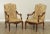 High Quality Pair Carved Solid Wood Frame Armchairs, Custom Upholstery