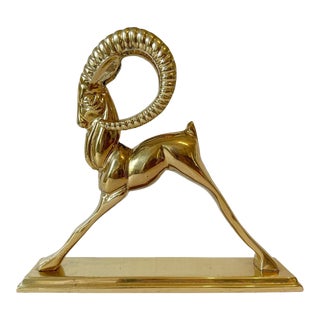Mid Century Art Deco Style Solid Brass Gazelle For Sale