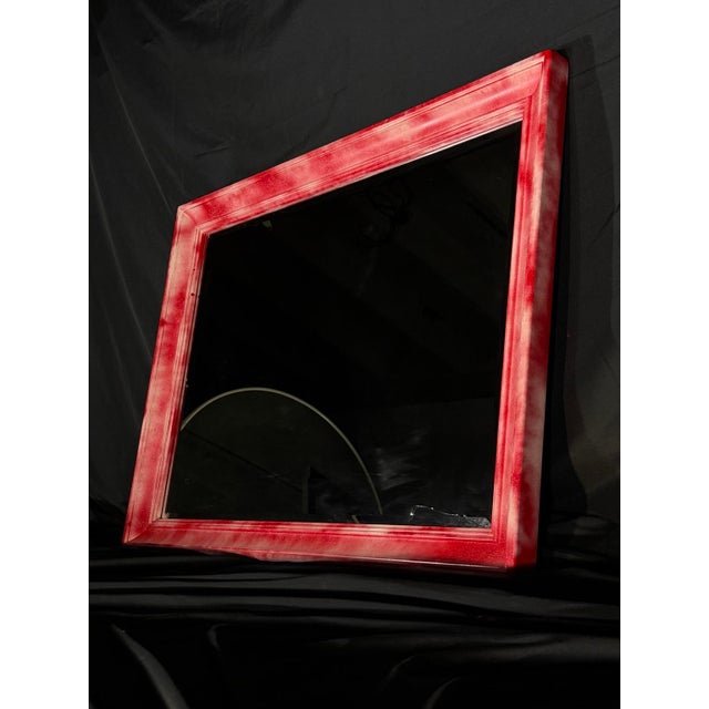 2020s Loom Distressed Red Rectangular Wall Mirror For Sale In Miami - Image 6 of 6