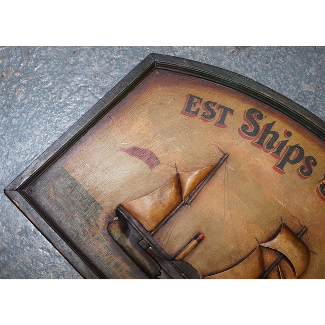 Gold Hand Painted Est Ships Stores 1851 Pub Sign in Wood, 1960s For Sale - Image 8 of 11