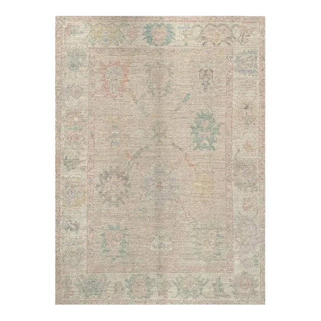 Handwoven Turkish Oushak Area Rug 5’0″ X 7’0″ For Sale