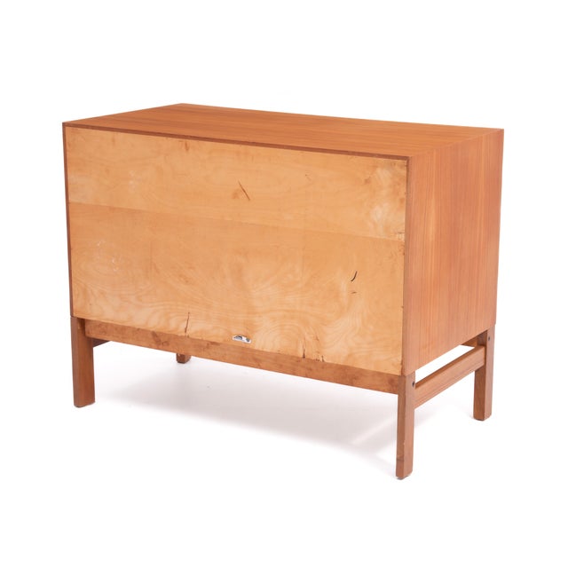 1960s Vitze Three Drawer Teak Chest Dresser Mid Century Denmark Foil Mark Vitzé Mobelfabrik Danish Cabinet Makers For Sale - Image 5 of 13