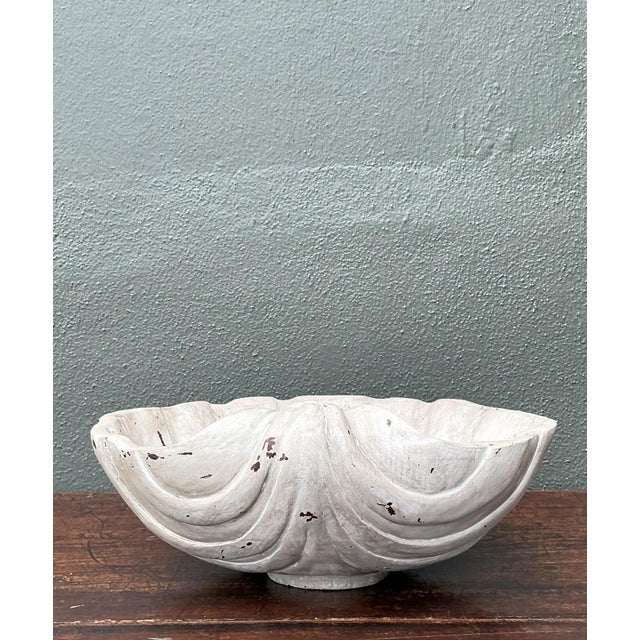 Vintage Italian Carved Wood Shell Bowl For Sale In West Palm - Image 6 of 12