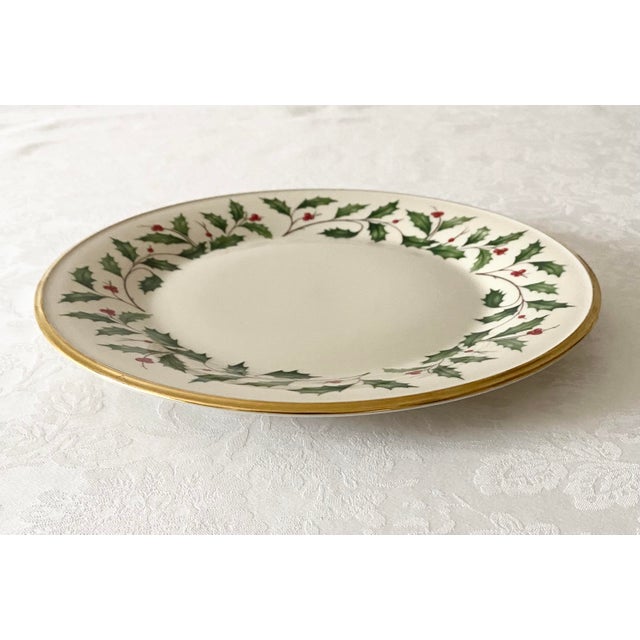 Ceramic Vintage Lenox Holiday Holly & Berries Plate Excellent Condition For Sale - Image 7 of 10