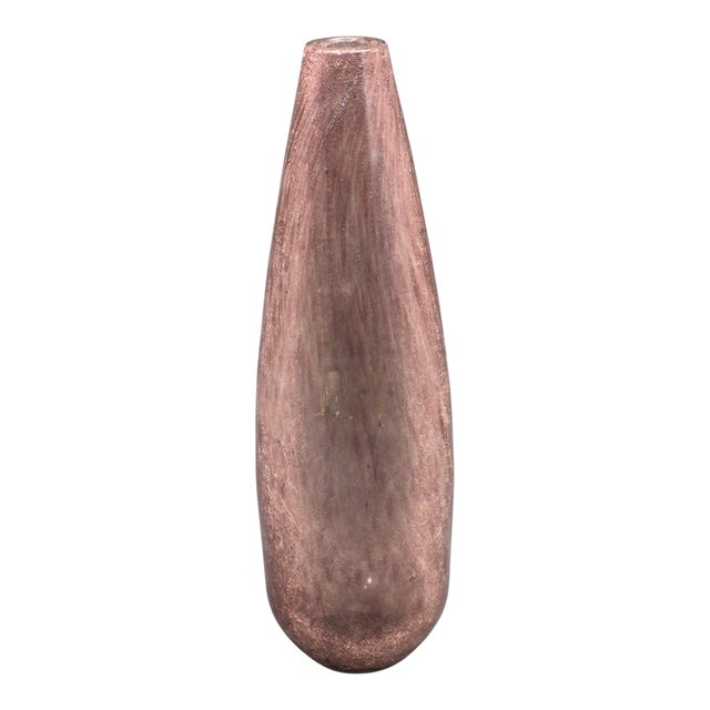 Amethyst Vintage Italian Tear Drop Art Glass Hand-Blown Amethyst Gold Dust Vase For Sale - Image 8 of 8