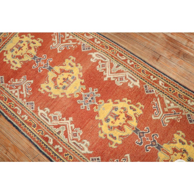 Antique Zabihi Collection Oushak Small Runner - 3'1" x 6'4" For Sale In New York - Image 6 of 9