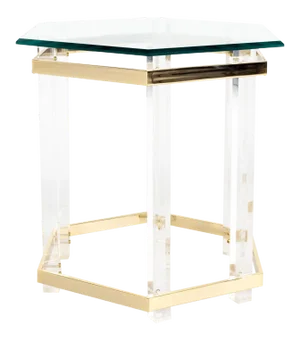 Charles Hollis Jones Brass and Lucite Octagonal Side Table