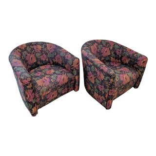 Milo Baughman Styled Swivel Barrel Chairs, Vintage / a Pair For Sale