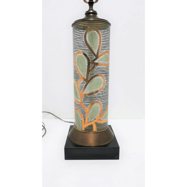 Mid-Century Modern Midcentury Modern Black Gold Glass Brass Table Lamp Organic Modern Design For Sale - Image 3 of 11