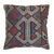 Pillow made from a vintage Traditional Turkish Kilim accents in soft red, purple, ivory and green. Measures: 19" x 20".