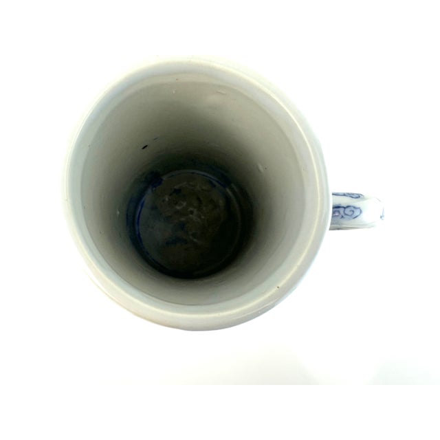 Vintage Mid 20th Century Blue and White Chineoise Small Pitcher - Vase For Sale - Image 10 of 11