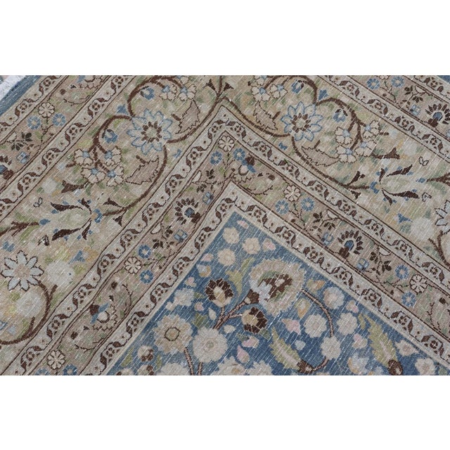 Antique Persian Khorassan Rug With All-Over Floral Design in Soft Blue Tones For Sale - Image 12 of 12
