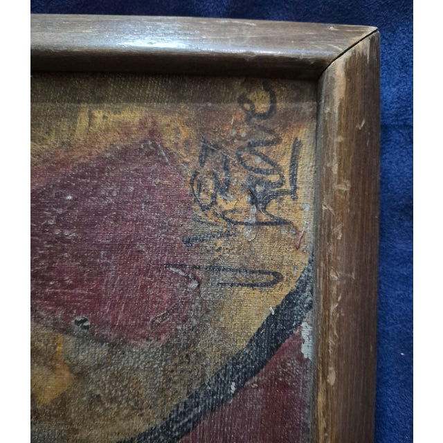Mid-Century Modern Mid-Century Modern Van Lowe Style Brutalist "King of Spades" Oil Painting on Canvas For Sale - Image 3 of 11