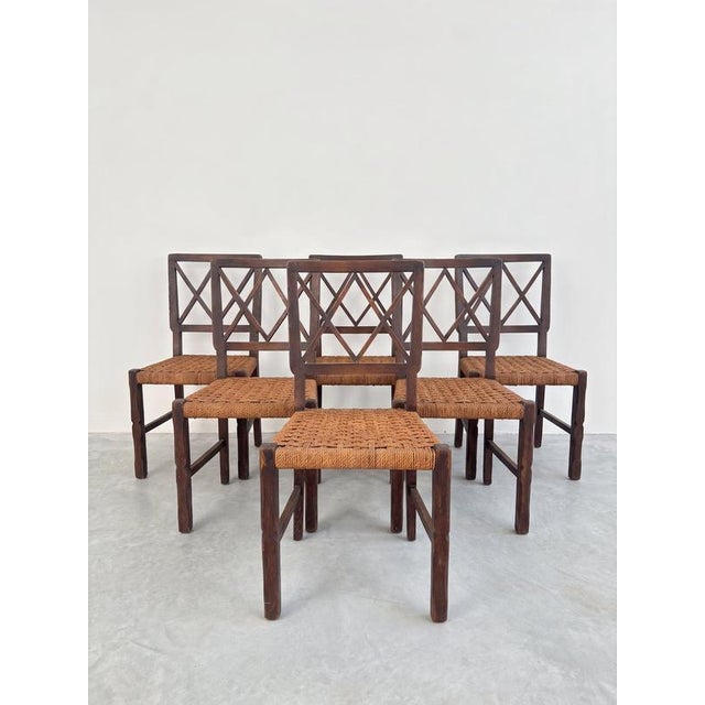 Mid-Century Wood and Rope Chairs in the style of Paolo Buffa, Italy, 1940, Set of 6 For Sale - Image 3 of 11